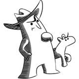 Mean Cowboy & Tiny Horse WhatsApp Sticker #15